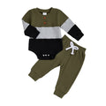 Bébé Garçon Romper Manches longues Couleur-Block Jumpsuit Pantalons à couleurs solides