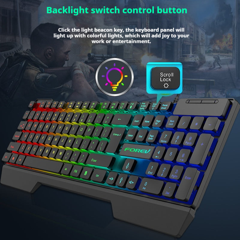 Wired Backlit Office Keyboard And Computer Accessories