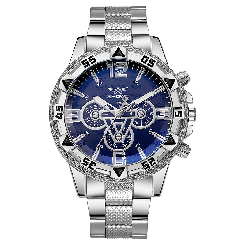 Men's Light Blue Stainless Steel Quartz Watch