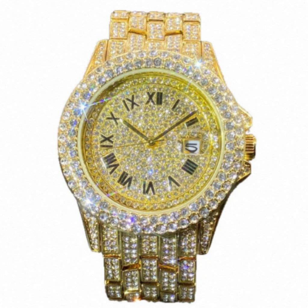 Full Diamond High End Calendrier Montres Quartz Hommes Montres Messieurs