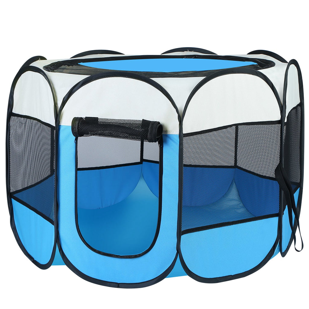 Pink-Blue Options -- 1Pc portable pliable de tente pour animaux de compagnie Pen d'exercice Kennel Zipper amovible T