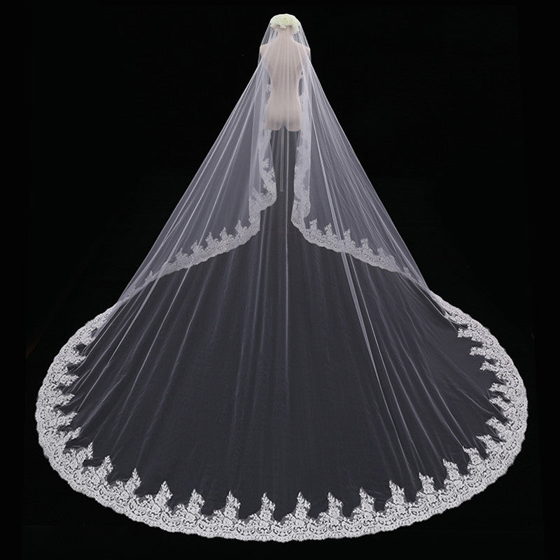 Mariée Mariage Maître Veil Long Tail