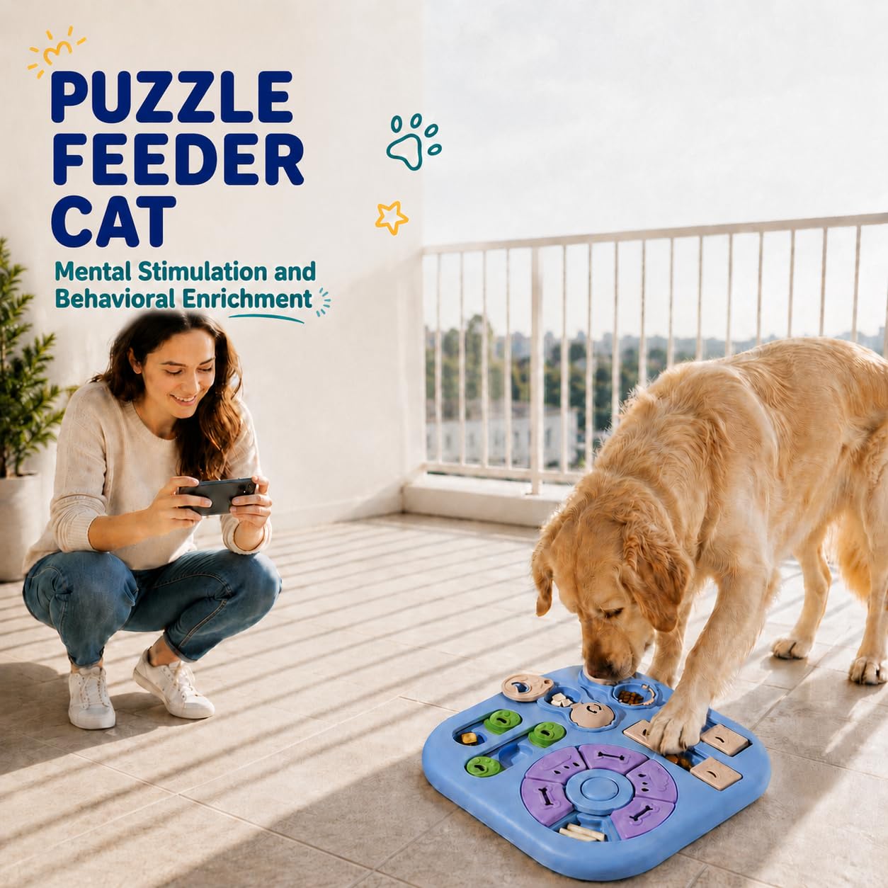Jouet interactif de puzzle chat
