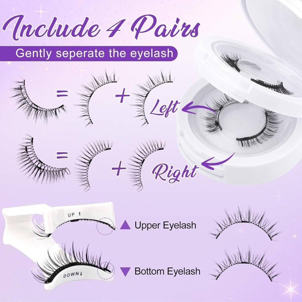 Ensemble de 4 paires de cils magnétiques en blanc