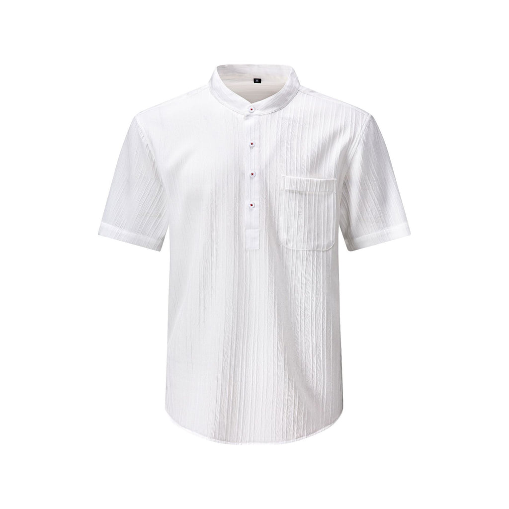 Jiana Été Chemise Homme à manches courtes avec Henry Collar