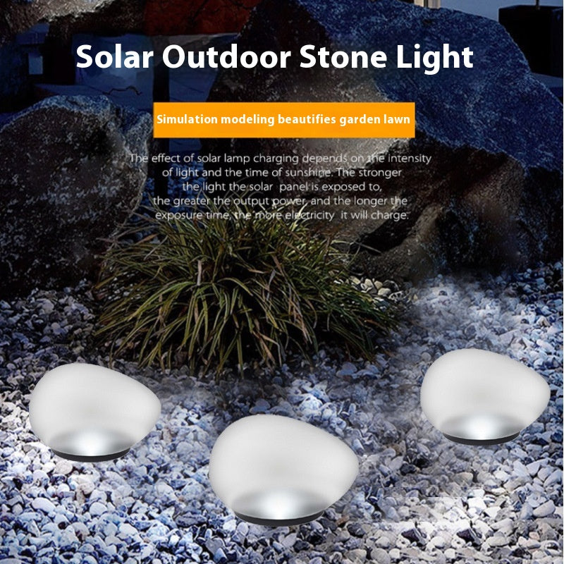 Solar Outdoor Pebble Garden Décoration pelouse paysage pierre nuit lumière