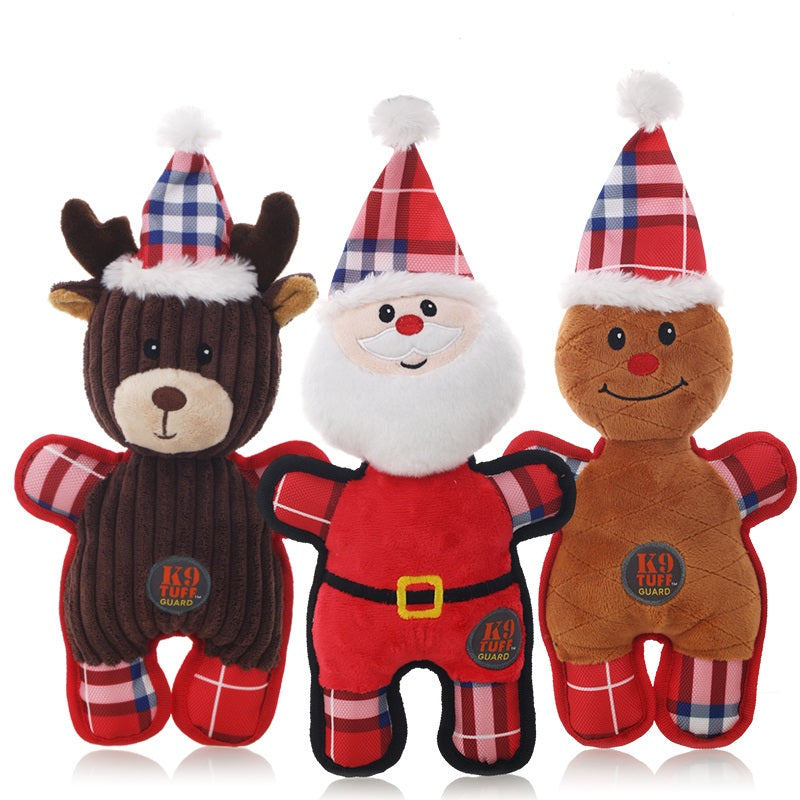 Noel Teddy Husky Jouet de sonorisation interactif pour animaux de compagnie résistant aux bitumes