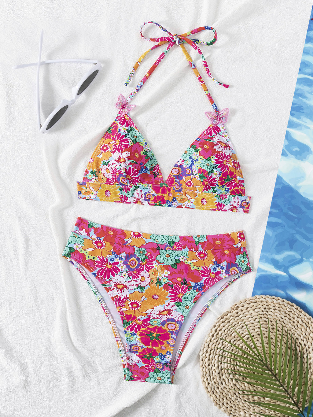 Style européen et américain Bikini maillot de bain Amazon Dentelle-Up Backless Sexy Floral Beach Biki