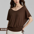 Arrivée V cou Yoga Batwing manches Slimming Sports T ShirtPilates Bare Finish Fitness Top
