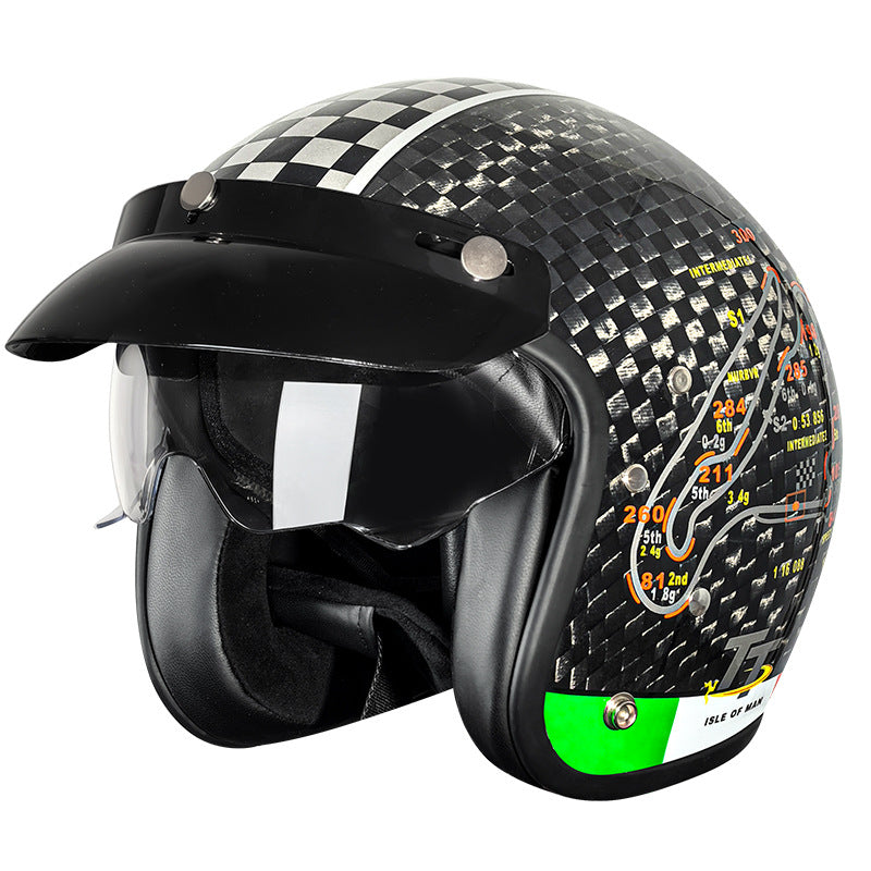 Casque de moto électrique en fibre de carbone