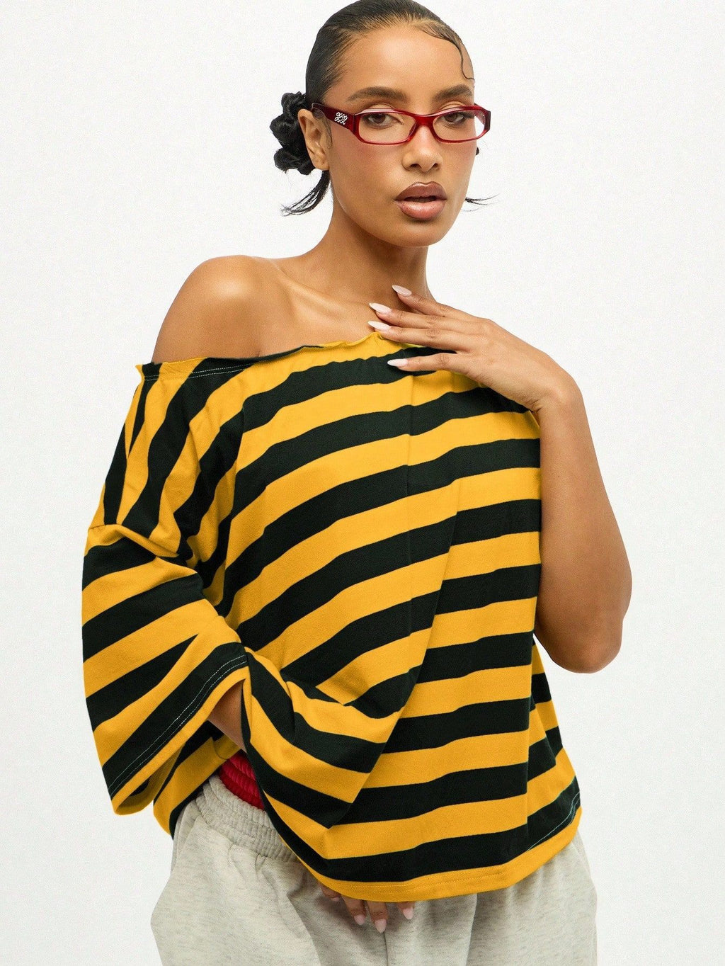 Haut à manches courtes de style américain Retro rayé