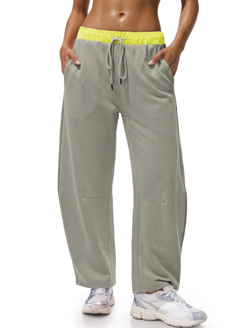 Fisoew femmes large jambes sweatpants Baggy cordon drawstring élastique Waisted Travel Pants Colo