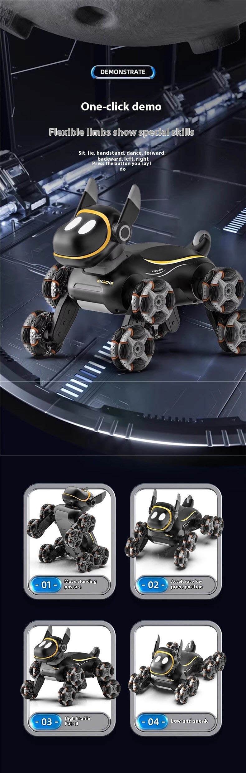 Electric Smart Robot Dog Remote Control Car Toy Voiture pour enfants Huit roues
