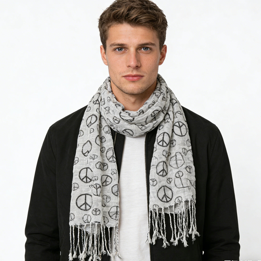 2pcs motif géométrique écharpe blanche noire