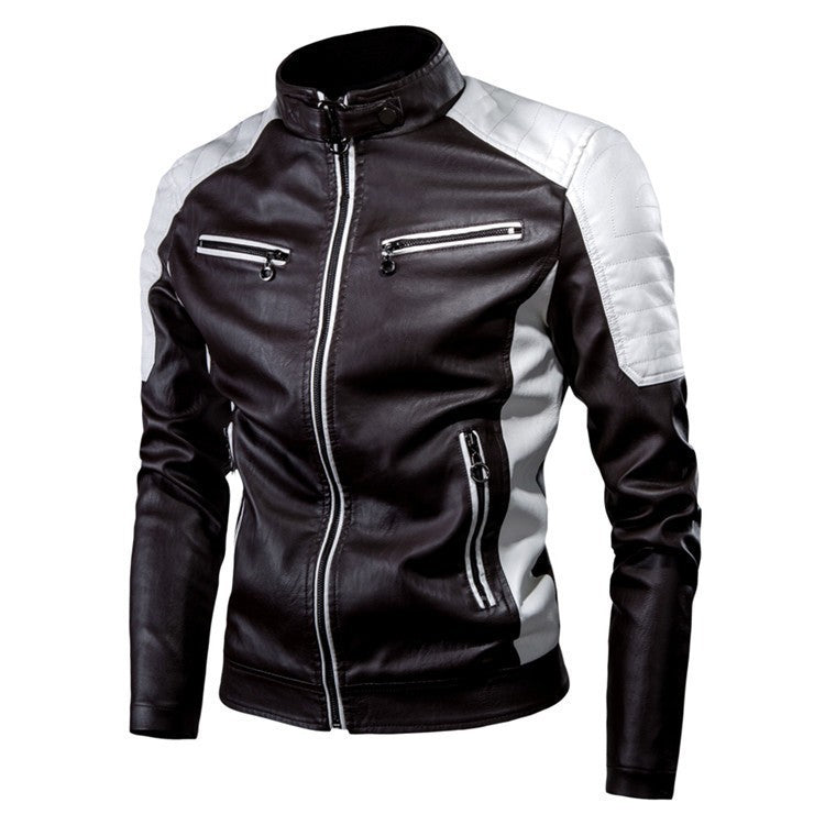 AutomneHiver Casual Biker-Style Patchwork Veste en cuir