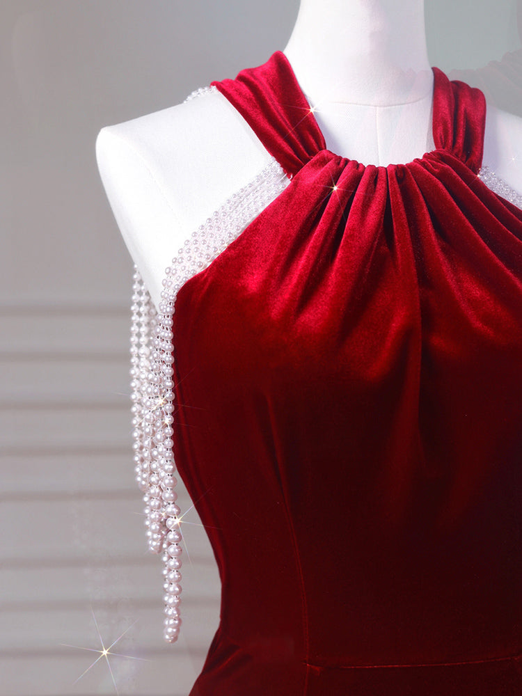 Velvet Fish Tail Cocktail Robe de mariée Engagement