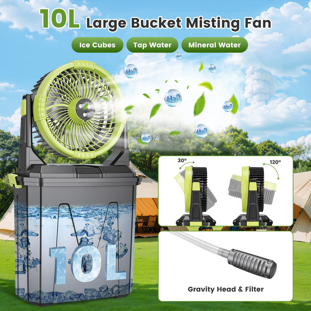 1Pc 5 Dans 1 20000mAh 10L Bucket Ventilateur de brume portable Intérieur Extérieur Chargeable Camping Co