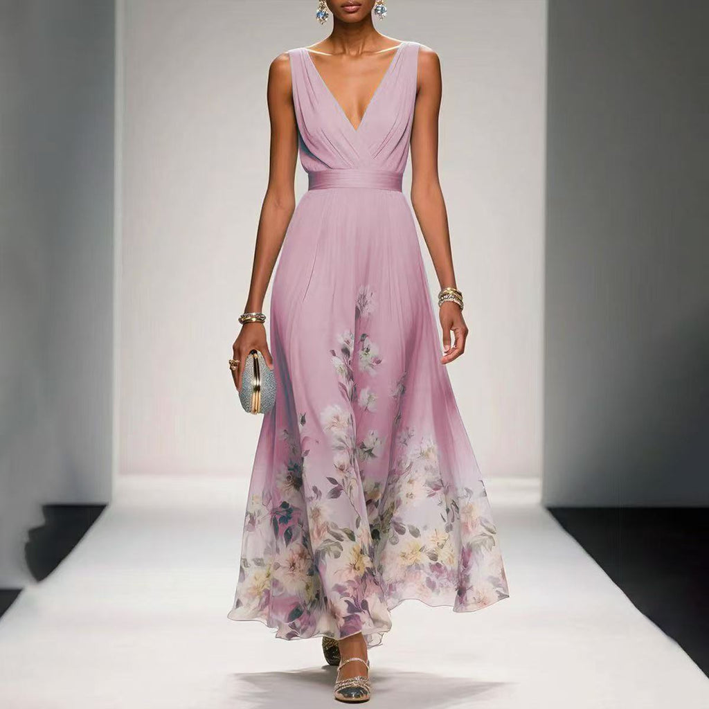 Robe élégante en col V du soir