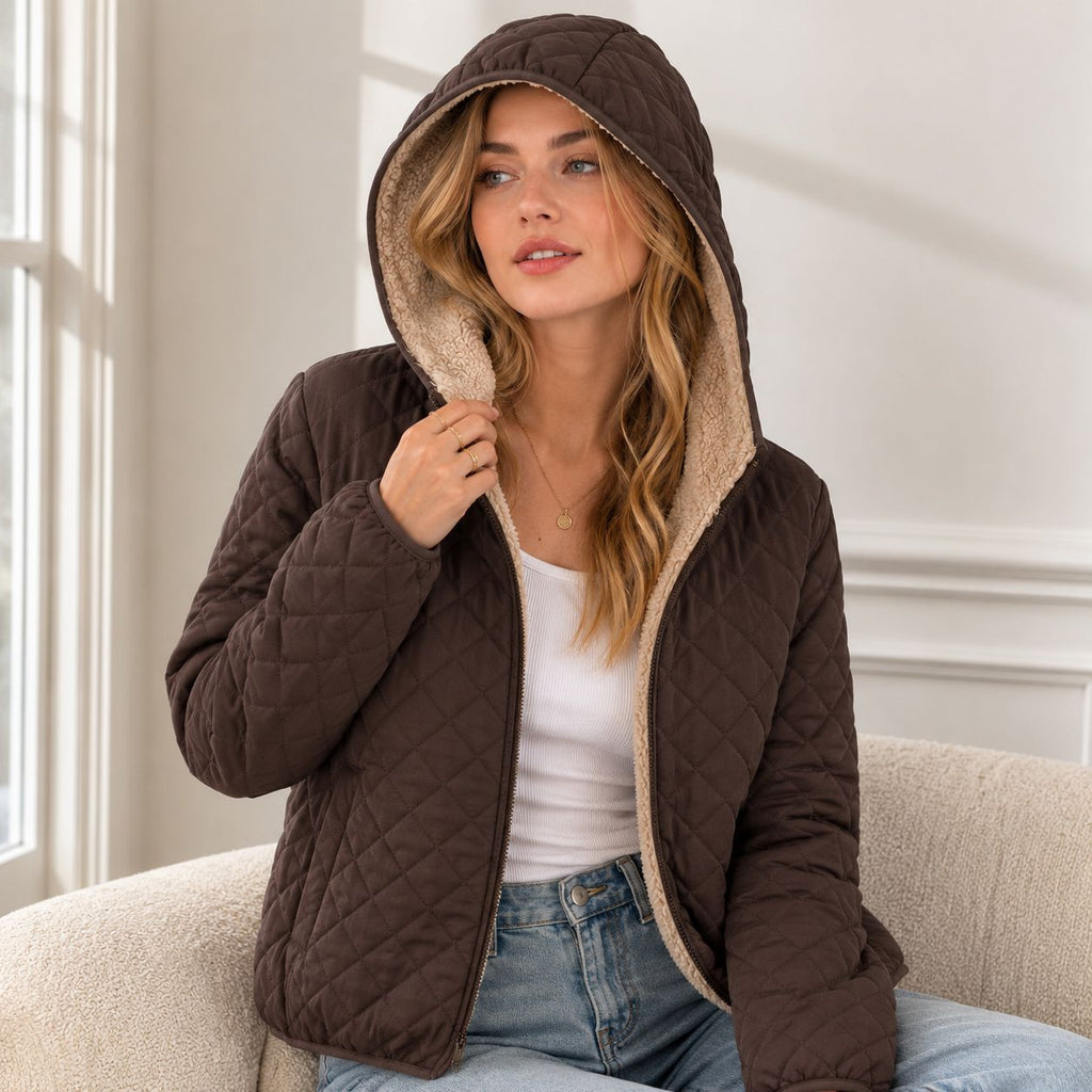 Manteau en coton à capuche courte pour femmes