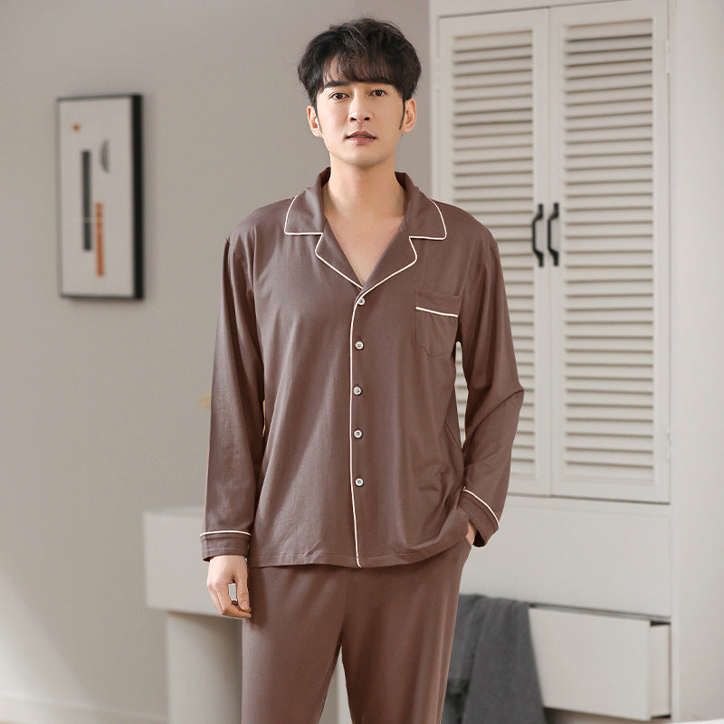 Pyjama Modal Men's Spring and Autumn Long Sleeve Cardigan Suit