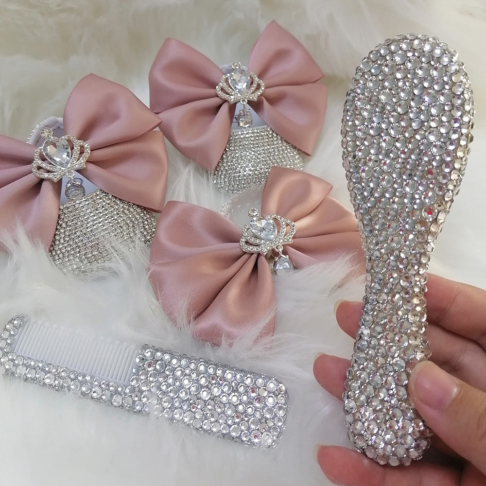 Chaussure de bébé fille en strass fait main