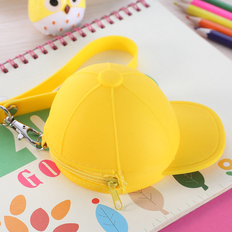 Mignon dessin animé chapeau couleur couleur Silicone Coin Purse