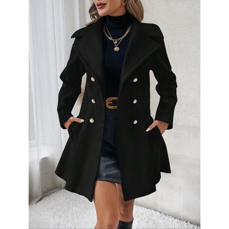 Manteau de laine à deux seins à l'automne d'hiver