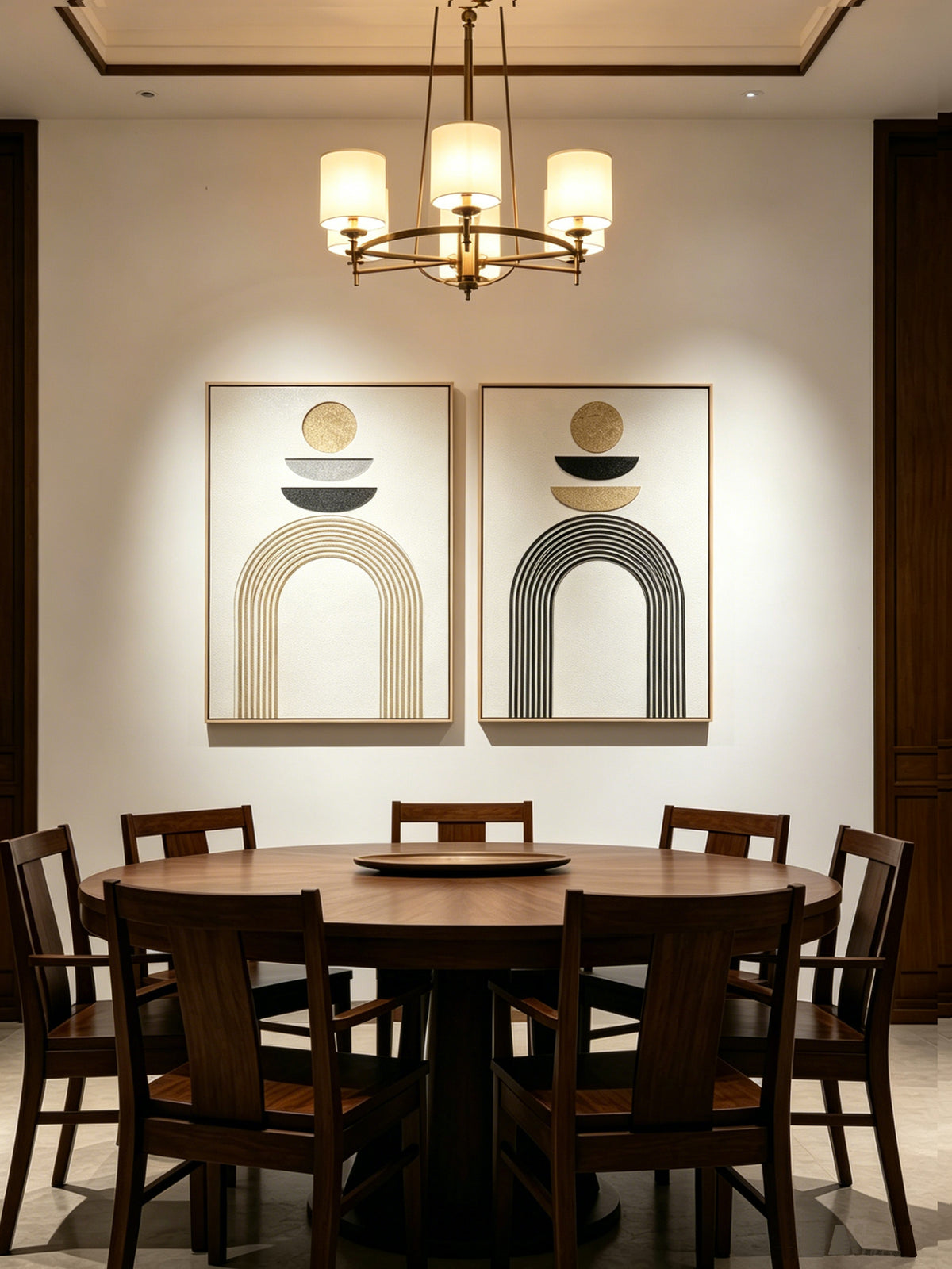24x36 Ensemble de 2 Art mural Boho abstrait encadré