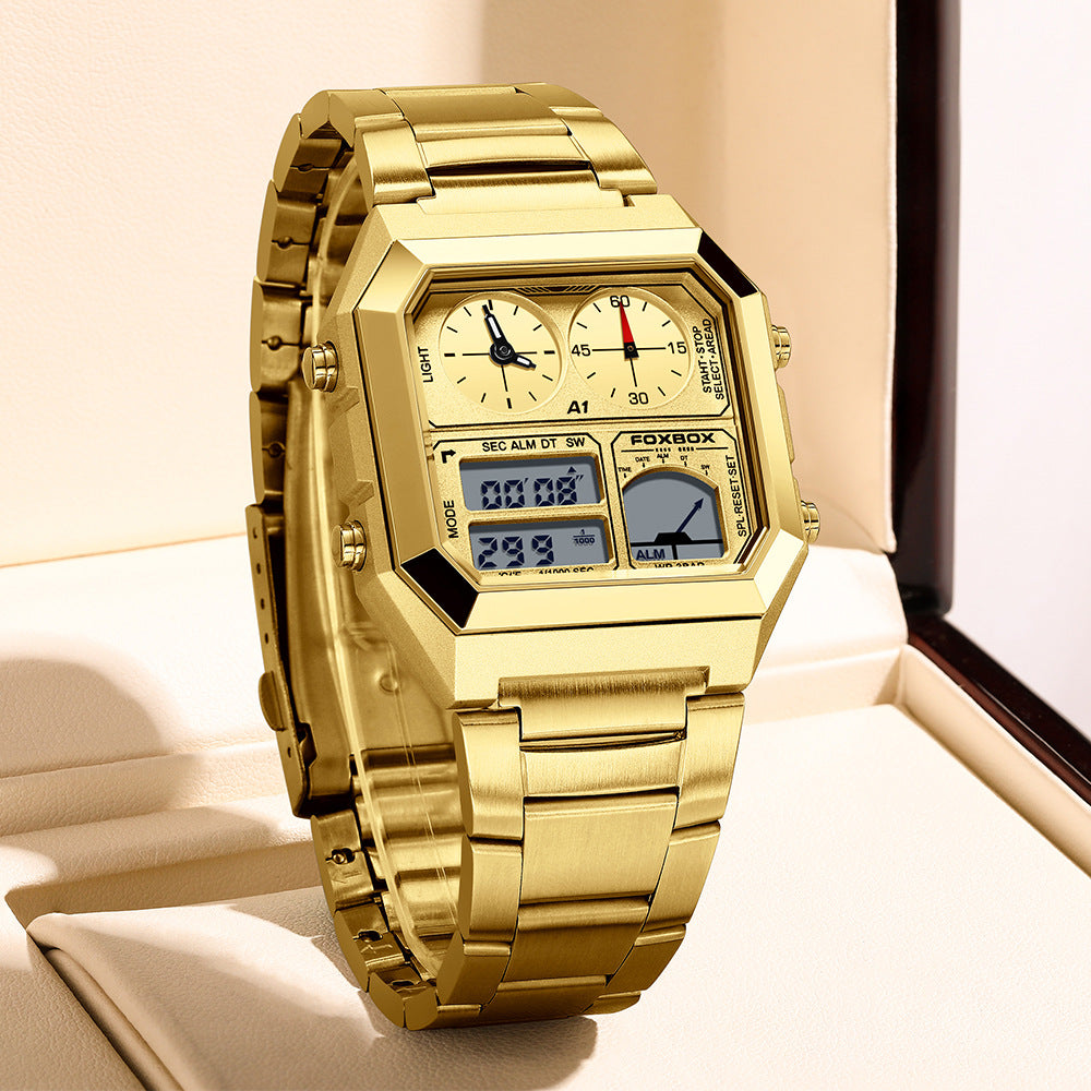 Double affichage Multifonctionnel réveil étanche Montre chronographe sport lumineux