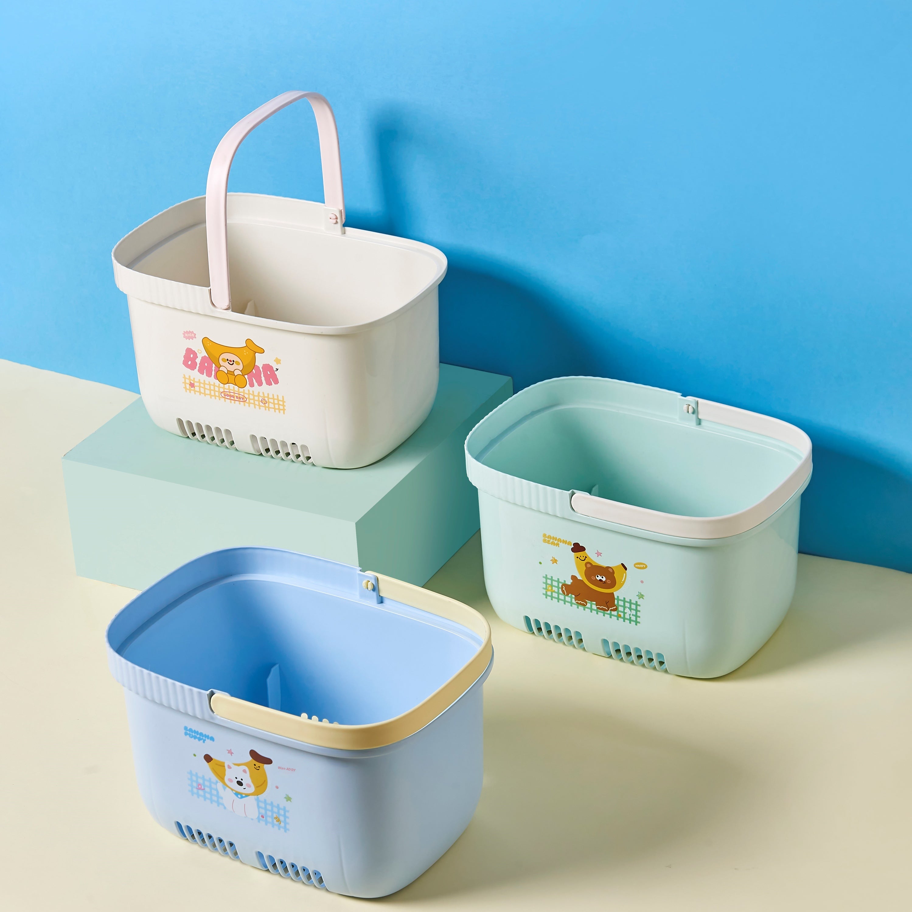 Panier de bain de dessin animé-bleu-PP-28*20.5*17cm-1 pièce