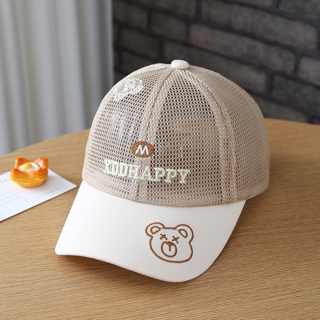 Chapeau pour enfants - M Lettre ours brodé Mesh léger respirant Garçons et filles' Ba