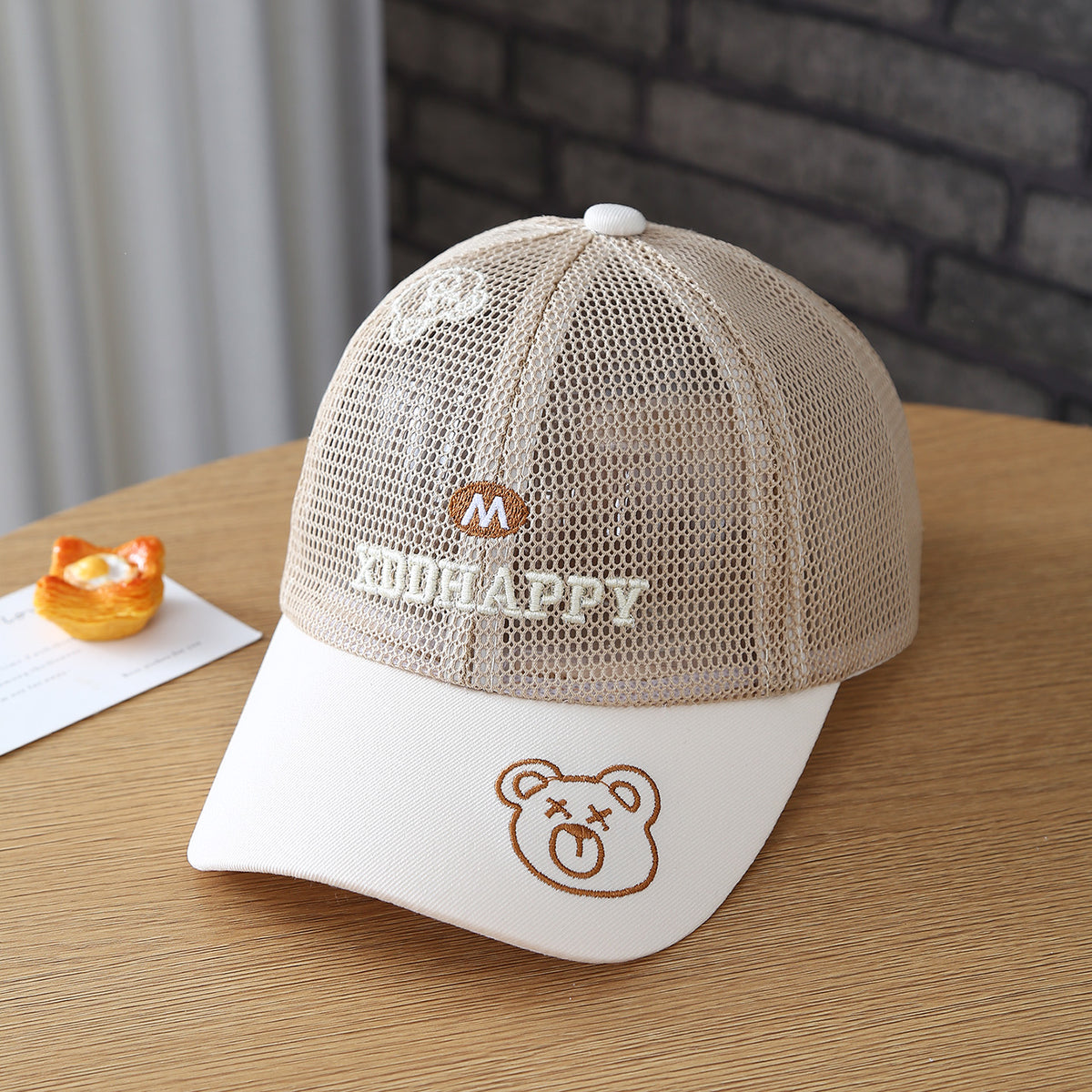 Chapeau pour enfants - M Lettre ours brodé Mesh léger respirant Garçons et filles' Ba