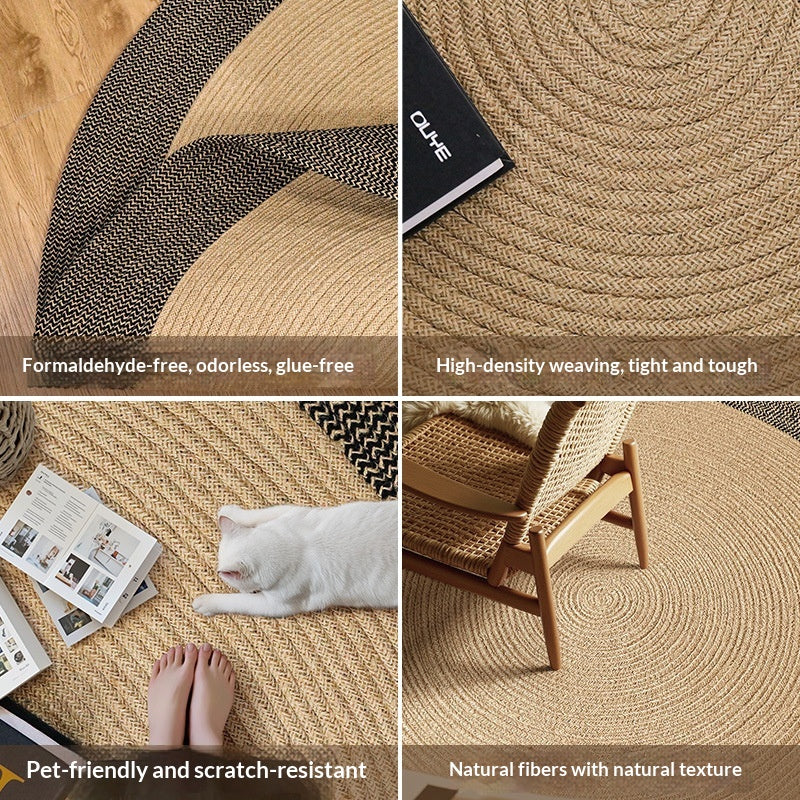 Tapis de salon de jute naturelle rond étage