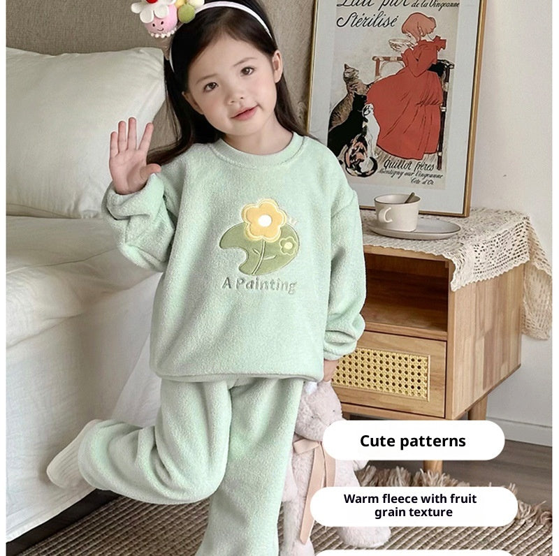 Jeu de pyjama à manches longues en cou d'équipage en plein air pour filles