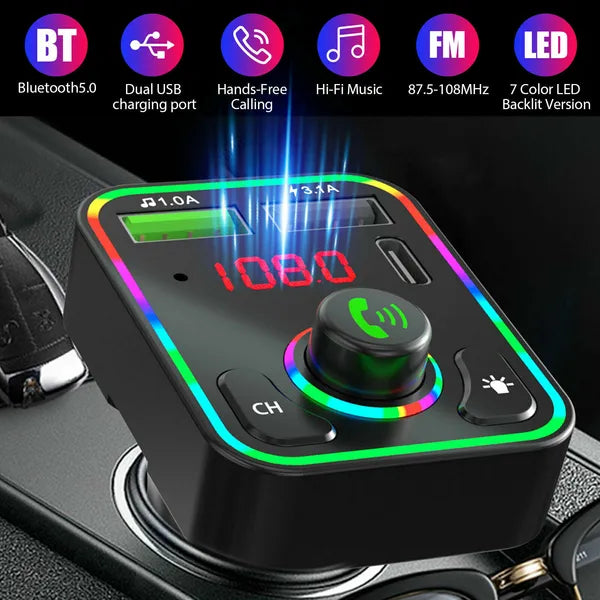 2 Pcs sans fil voiture FM émetteur Mini écran LED MP3 Bluetooth 5.0 Adaptateur PD rapide