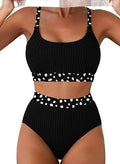 Maillot de bain haute couture Tummy-control Fashionable Polka-dot Imprimer Halter Split