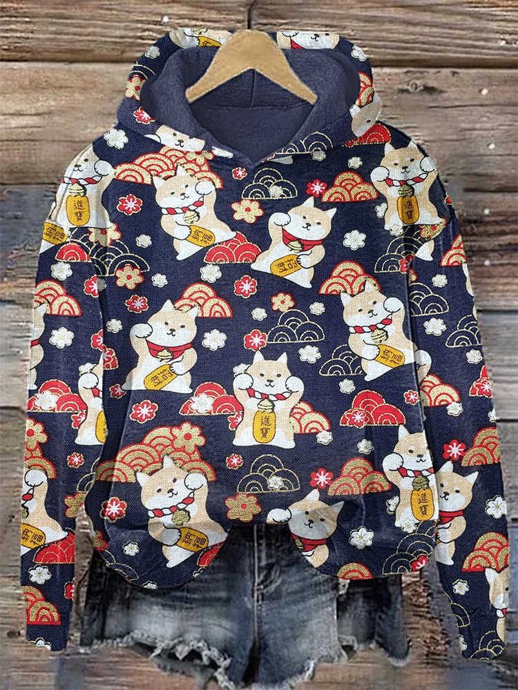 Cherry Blossom Print Trendy Casual Top Jacket