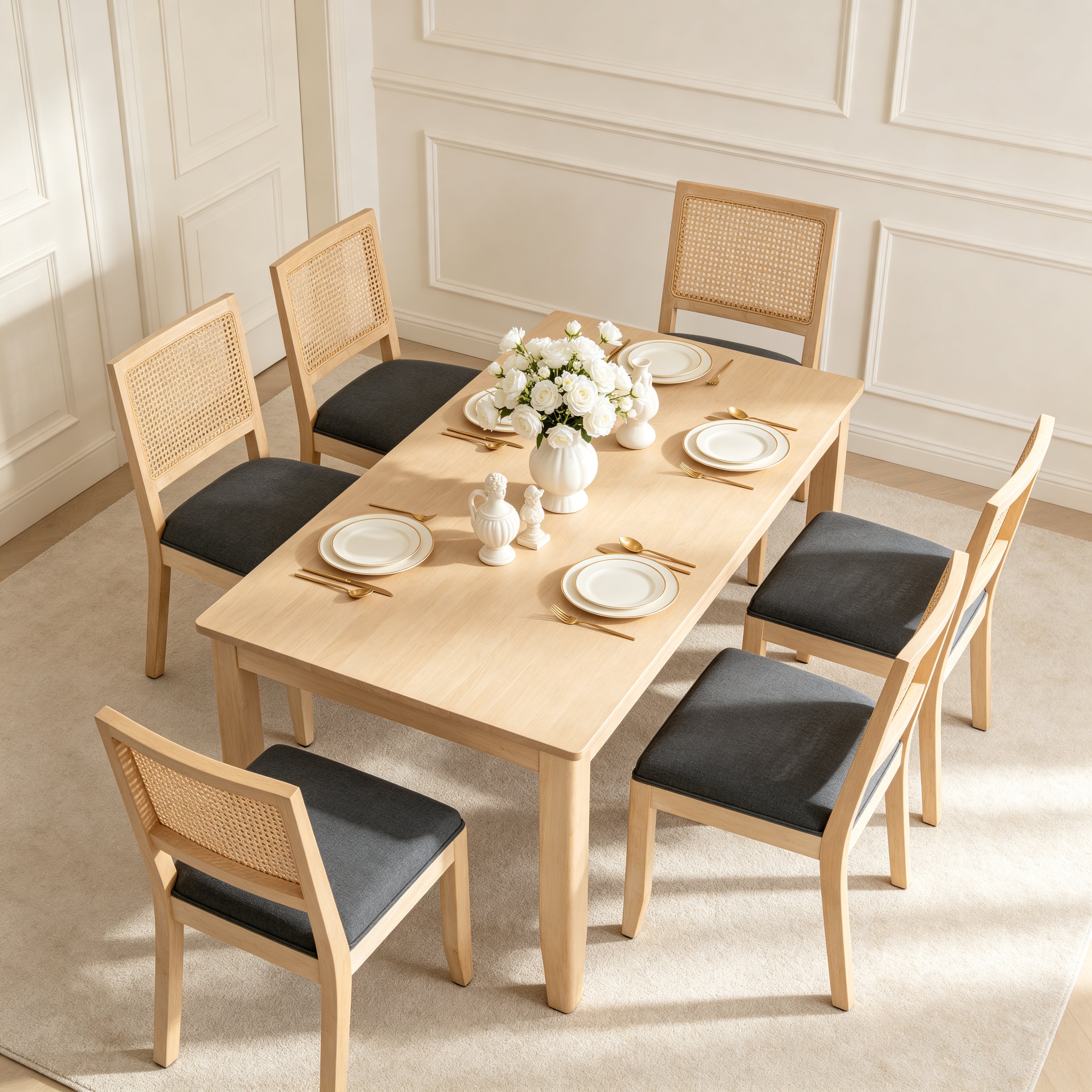 Agritourisme Rattan Chaises à manger Ensemble de 2