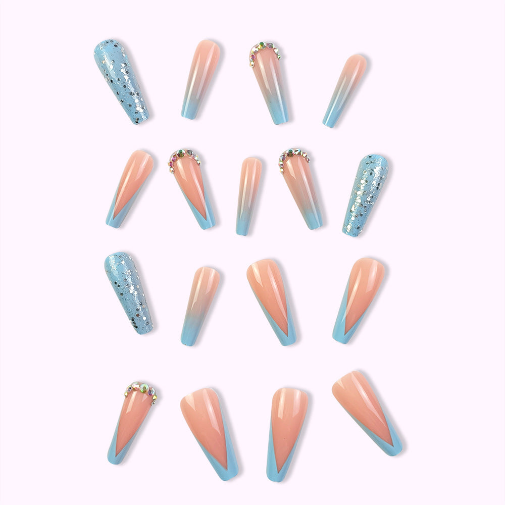 Long Coffin 24PCS Autumn and Winter Shaped Nail Press-on White Y2K Style Tip with Cur