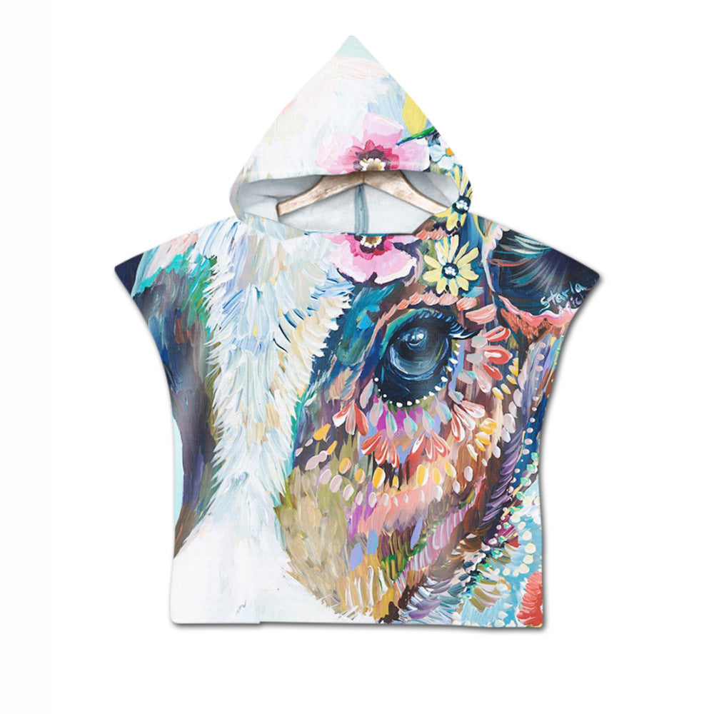Broderie Livraison 2 jours Broderie Animal Numérique Imprimer Serviette de plage Enfants à capuche
