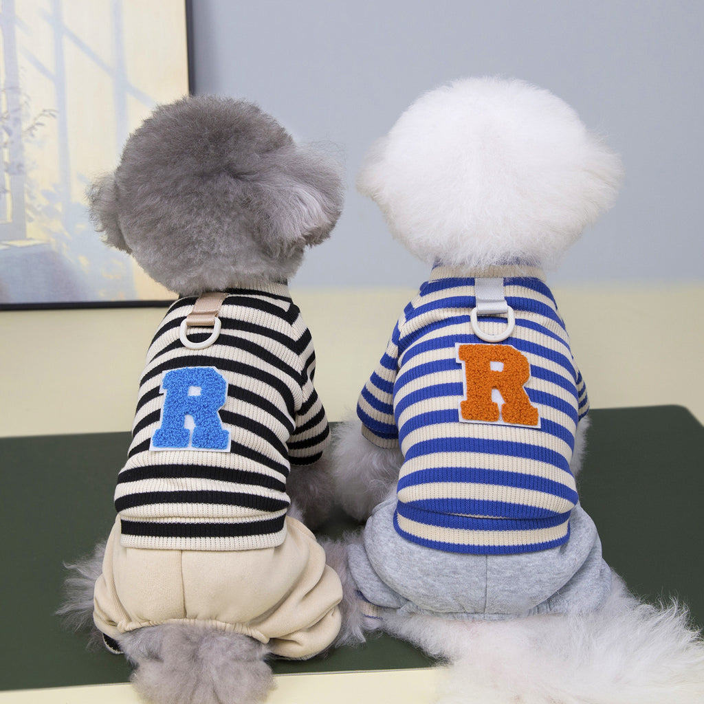 Hoodie chien avec vingt-cinq rayures Casual Style Set