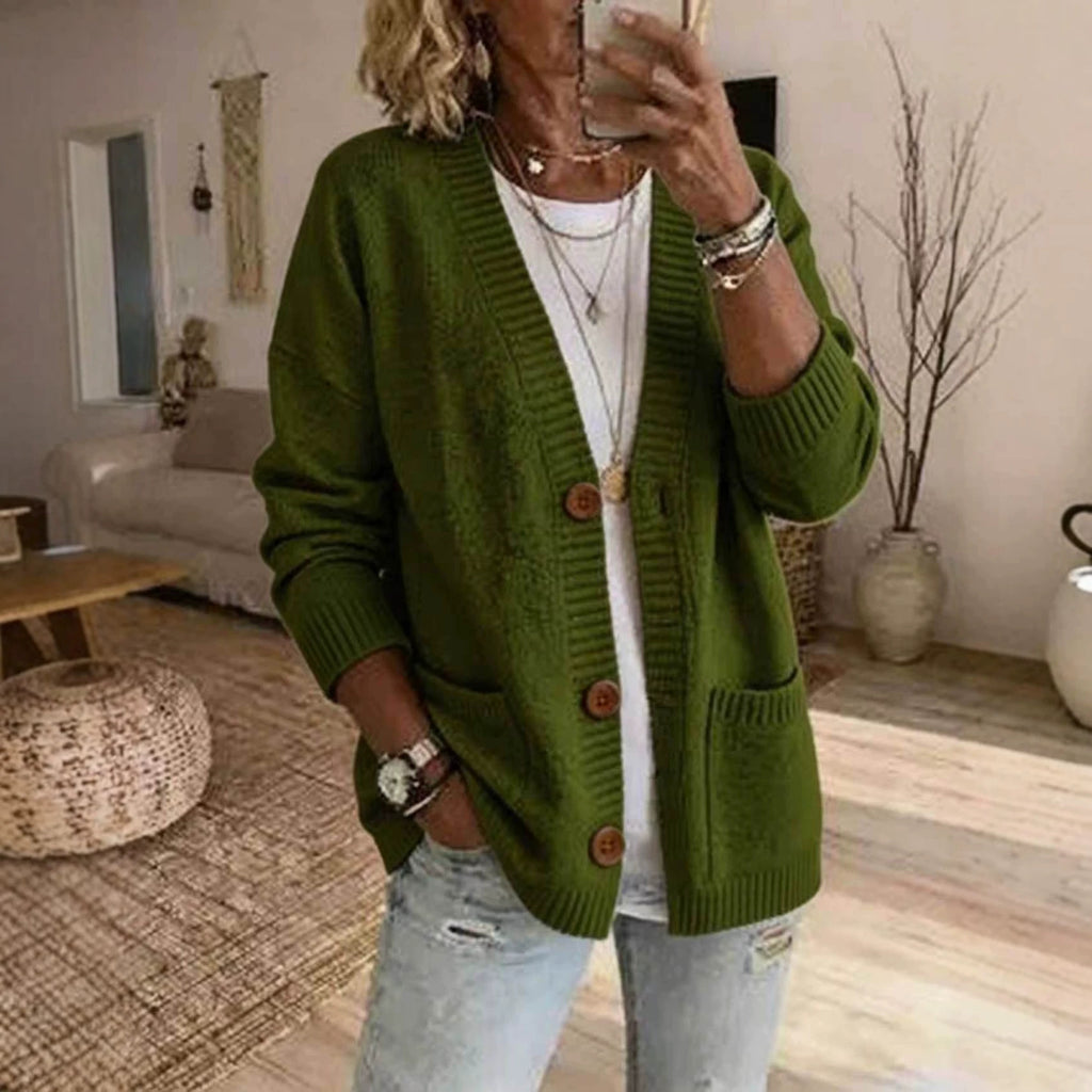 Women's V-Neck Knit Sweater Jacket