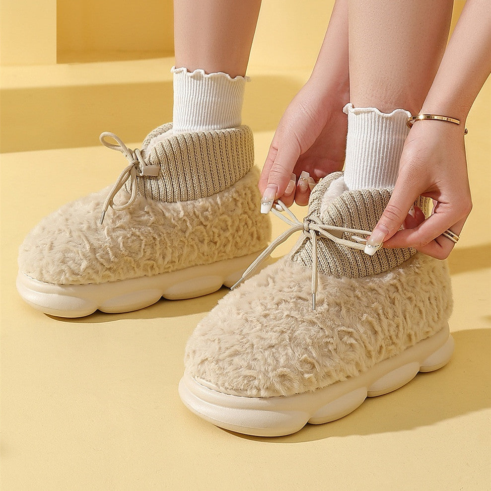 Bottes de neige Outer Wear En peluche coton rembourré Chaussures Poop Feeling Hiver Accueil Non-dérapant