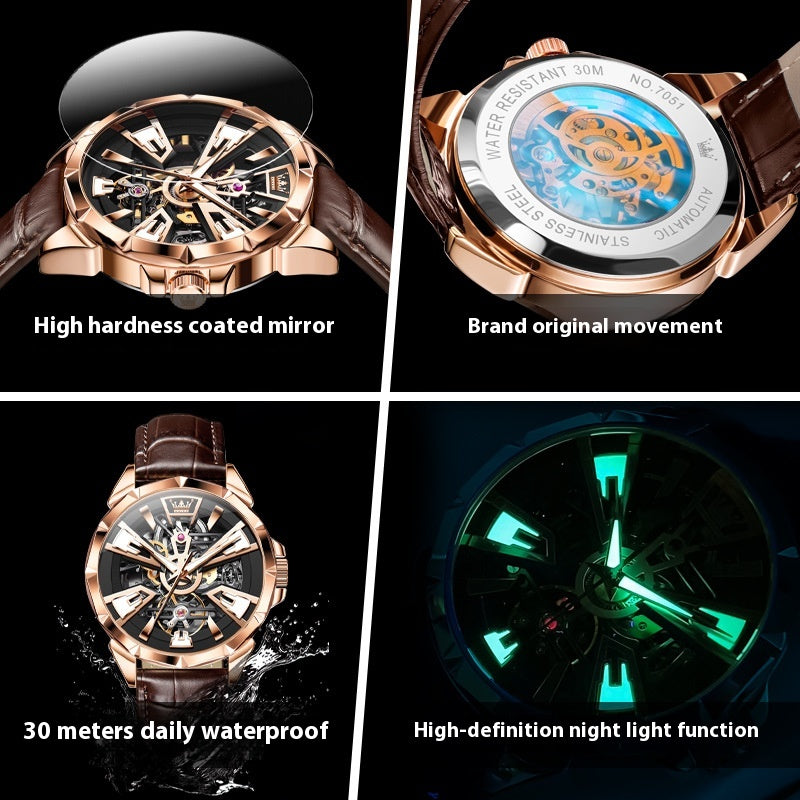 Montre mécanique automatique homme montre Hollow étanche