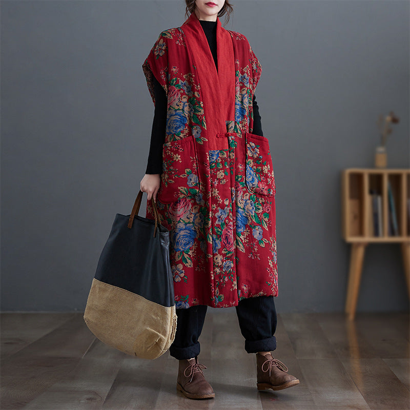 Veste de veste matelassée style chinois vintage artistique