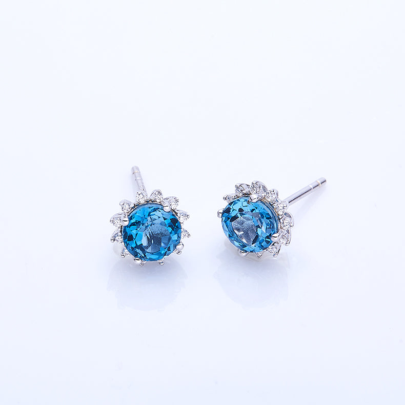 S925 Boucles d'oreilles Sterling Silver Starburst Sterling