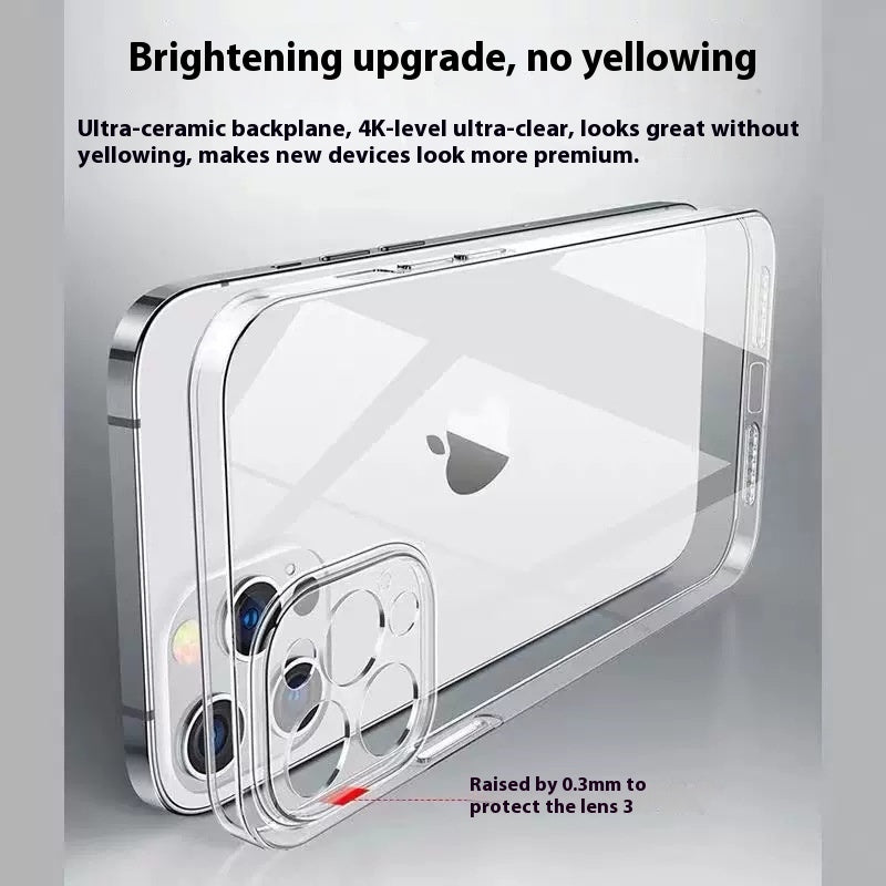 All-inclusive Lens Simple Protective Cover 13 Case de téléphone non jaune transparent sur glace