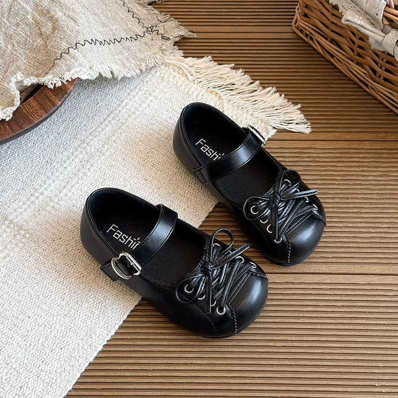 Chaussures pour enfants Coréen Version Filles' Soft Soled Bow Princesse Simple Chaussures Taille moyenne Filles