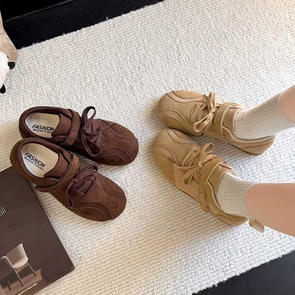 Lace Up Spring Niche Velcro De Training Shoes Casual Streetwear Ballet Shoes Flat Retro Ve