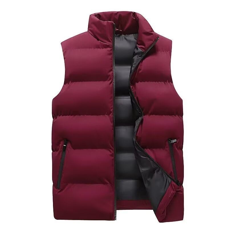 Stand Collar Slim-fit Zipper Cardigan Casual hiver épais Vest Jacket en coton